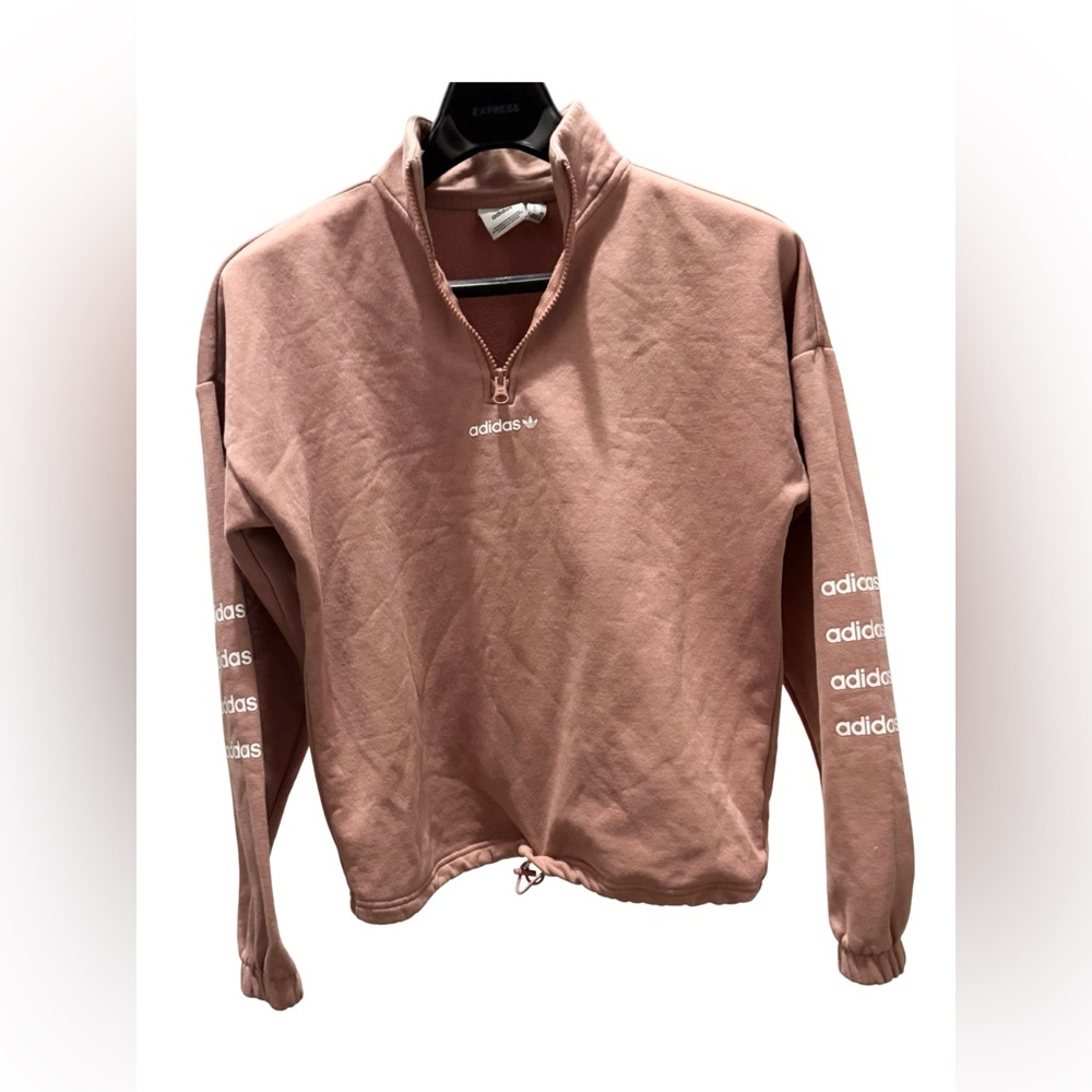 Adidas Originals Pink Quarter Zip Pullover XS | Trefoil Sweatshirt